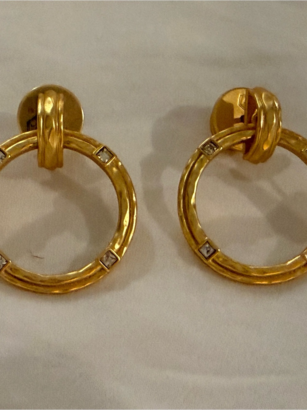 Julie Vos Gold Ring Drop Earrings with Square Accents